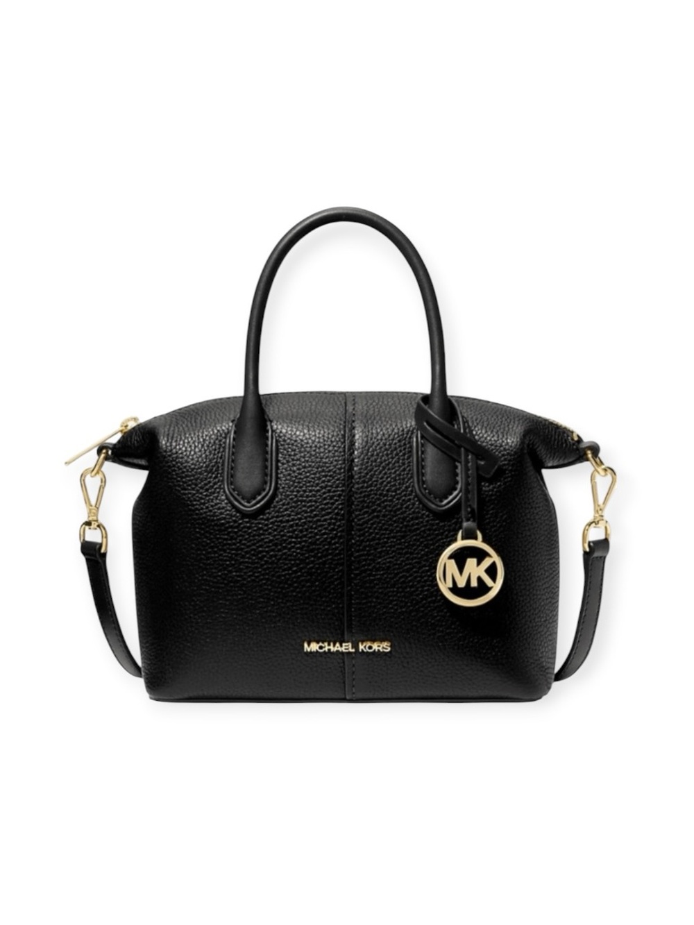 Michael Kors Black Leather Hyde Satchel with Gold Hardware NWT